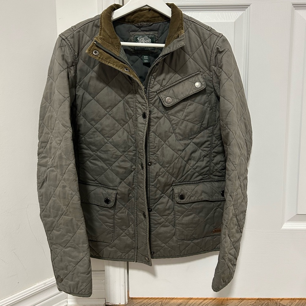 Roots Quilted Jacket with Tan Collar